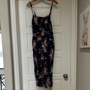 Old Navy Navy Blue Floral Midi Dress
